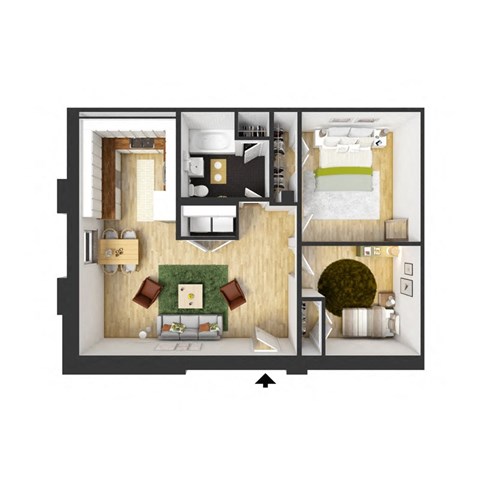 The Maury Floor Plan | 826 Sq. Ft. at The Hudson, Virginia